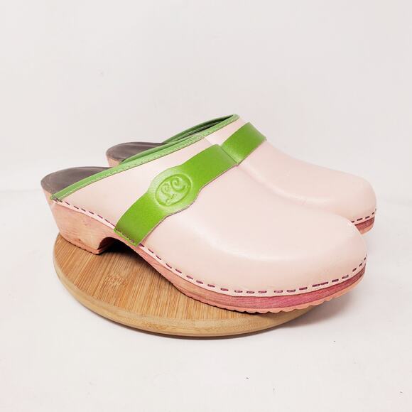 Sweden Clogs Womens‎ 42 Pink Green Bubblegum Pop Shoes Slip On Wood Classic - Picture 2 of 16